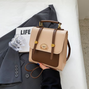 Retro Cute Student Backpack Womens 2025 New Commuter Travel Bag Versatile Lovely Niche Class Bag Soft PU Leather Handbag