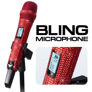 Wireless Karaoke Mic SKM9000 Custom Diamond-Encrusted Microphone For Live Streams Karaoke Shining Stage Essential