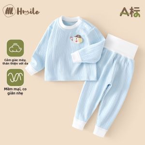 HUANMILE | Đồ Lót Bông Dày Cho Trẻ Em Áo Dài Tay và Quần Thun