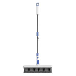 2 in 1 Swivel Floor Brush Magic Scrub Broom Gap Brush with Squeege Extendable Handle Floor Cleaning Brush Toilet Brush