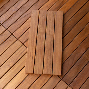 Outdoor Decking Floor Tiles Teak Wood Anti-corrosion Wooden Planks Outdoor Waterproof Self-adhesive Courtyard Terrace Ground