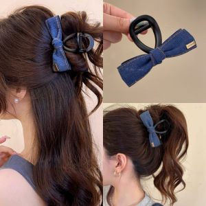 Denim Bow Hair Clamp Korean Fashion Simple Ponytail Hair Clip Hair Accessories for Sweet Girls
