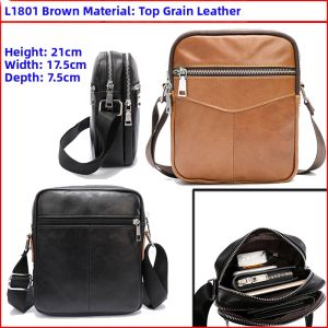 Leather Mens Crossbody Bag Shoulder Single Bag Special Handbag Casual Style Polyester Lining Zipper Closure Soft Handle