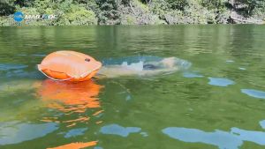 Phao bơi túi khí đôi có quai đeo hông tay cầm chống mài mòn và dễ thổi an toàn khi bơi nội đi biển...