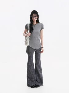 zuocisankon | Áo Thun Bodycon Tay Ngắn Hem Không Đều