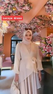 LUSCYA DRESS SILK + OUTER BAJU KONDANGAN POLOS BRUKAT BRIDESMAID KEKINIAN