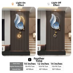 HAOJIUBUJIAN | Luxury Lunar Grille Elegance Feather Glow Digital Wall Clock Year Calendar