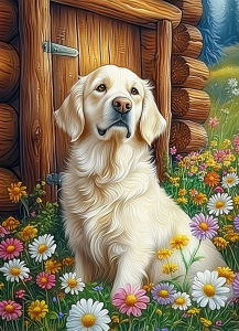 HUACAN Diamond Art Mosaic Dog Animal Embroidery Sale Painting Daisy Flower Picture Rhinestones Handmade Full Kits