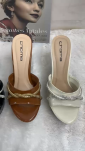 Sandal Heels Pesta pernikahan sandal Wisuda Permata Hak 10 cm
