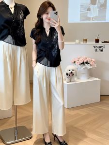 Shalldoer | Stylish New Chinese Style Shirt Summer New Arrival Mandarin Collar Waist-accentuating Blended Shirt