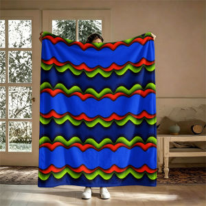 BILIBILI | Chăn Flannel Sọc Gợn Sóng Nhiều Màu Sắc 100% Polyester Chống Xù Dễ Mang Theo Dùng Cho Ghế Sofa Văn Phòng Giường Du Lịch Cắm Trại Sử Dụng Được Quanh Năm