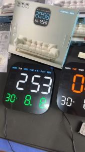 JD-6633 Jam Dinding LED Besar Timer Countdown Digital LED Free Remote Control Hari Tanggal Suhu Hitung Mundur Tanggal Cina Lunar Biru Putih Hijau