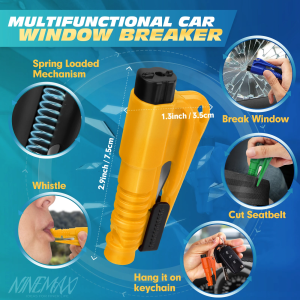 3 in 1 Safety Hammer Car Emergency Rescue Car Escape Tool Window Breaker Seat belt Cutter Compact Emergency Hammer Escape Tool