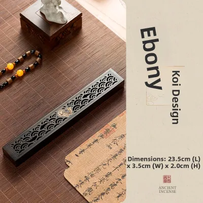 Black Ebony Wood Incense Box Home Indoor Aromatherapy Wooden Sandalwood Incense Holder Incense Stick Incense Box Incense Burner Set