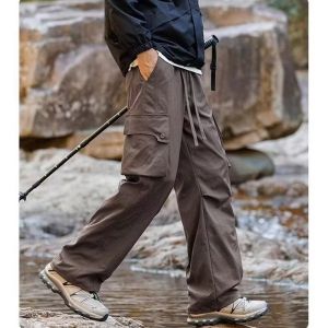 อเมริกันกีฬาทํางานกางเกงผู้ชายฤดูร้อนใหม่หลวมและอเนกประสงค์อินเทรนด์ Retro กลางแจ้ง Mountaineering ตรงกางเกงสบายๆ Man