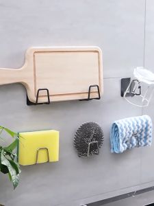 MT - GANTUNGAN TEMPEL DINDING STAINLESS STEEL / TEMPAT SPON CUCI PIRING RAK DAPUR ORGANIZER MULTIFUNGSI