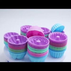 4/12 Chiếc Silicon Mini Bánh Chảo Khuôn Chống Dính Nhiều Màu Muffin Cupcake Chocolate Jelly Sọc Ống Làm Bánh Có Thể Tái Sử Dụng Bánh Ngọt Dụng Cụ