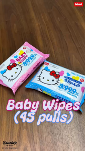 Hello Kitty Baby Wipes 99.9% Pure Water Safe for your Sensitive Baby Skin 45 sheet per packs