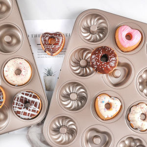 Non-Stick Mini Cupcake Donut 6-12 Hole Baking Tools Home Use Oven Tray Cake Molds European Style Pure Color for Everyone