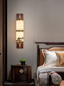 DGY | New Chinese Style Wall Light Jade Shade Full Copper Walnut Wood
