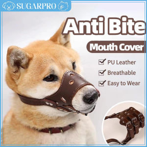 Dog Muzzle Anti Bite Prevent Bark Breathable Secure Adjustable Artificial Leather Dog Training Mask