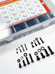1700PCS M2 M3 M4 M5 Hex Button Head Screw Nut Bolt Kit Grade 10.9 Alloy Steel Metric Assortment with Lock Flat Washers Case