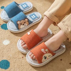 MONLEYTA | Childrens Linen Slippers Anti-Slip Bottom Cotton Linen Art Home Slippers for Boys and Girls Spring Autumn Indoor Outdoor