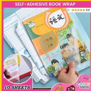 S/M/L10pcs Self Adhesive Bookcover Transparent Book Cover Self-adhesive Frosted Book Film Primary and Secondary Textbook Protective Sheets Transparent Self-adhesive Book Wrap Book Cover Film Waterproof Diamond Wrapper Protective Cover School Supplies