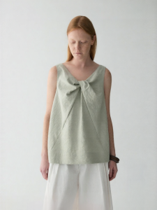 INSIS FEMME | Silk Designer Knot V-neck Sleeveless Womens Shirt