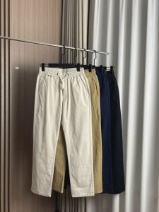 กางเกงขายาวทรงหลวมสไตล์ลำลองสำหรับผู้ชาย ผ้าฝ้ายแท้ 100% ทรงตรง รัดเอวยางยืด ฤดูใบไม้ผลิและฤดูร้อน กางเกงขายาวทรงหลวมสำหรับผู้ชาย