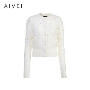 AIVEI | Elegant Soft and Cozy Feather Tassel Winter Cardigan