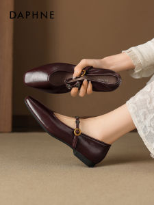 Daphne | Retro Red Mary Jane Shoes Female Square Toe For Spring