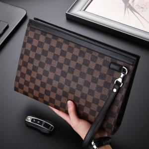 2024 Mens Business Handbag Storage Bag New Korean Version Print Grid Handheld Mens Purse Toiletry Bag Fashionable Leisure