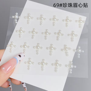 Pearl Brow Center Stick Ancient Chinese Face Decorations Hanfu Makeup Decoration 3D Stick-on Rhinestones Facial Beauty Tools