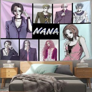 VIKAMA NANA Anime Collage Tapestry Màu Hồng Xanh Mềm Mại Sang Trọng Có Thể Giặt Được Trang Trí Tường Bền Bỉ Thẩm Mỹ Ấm Cúng Trang Trí Nhà Cửa Cho Phòng Ngủ Phòng Trò Chơi Phòng Khách