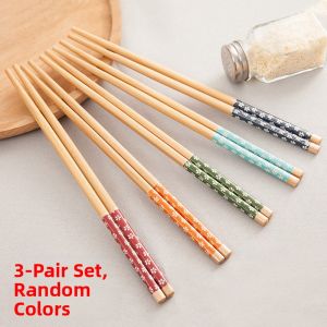 High-End Bamboo Chopsticks Natural Anti-Mold Anti-Slip Heat Resistant Family Sharing Pure Wood Chopsticks Traditional Design
