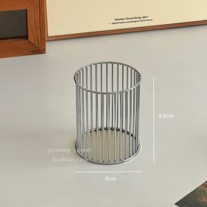 INS Minimalist Iron Multi-Functional Makeup Brush Storage Tube Desktop Stationery Pen Holder Cylindrical Comb Storage Bucket