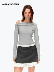 ANN ANDELMAN | Off Shoulder Long Sleeve Tank Top False Two-piece T-shirt