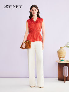 YINER | Commute-friendly Hemp-blended Embroidered Denim Pants