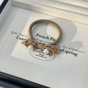 ยางรัดผมลูกปัดมุกทำมือยืดหยุ่นสูงสำหรับผู้หญิงสไตล์เกาหลี ยางรัดผมไม่ทำลายผม รัดผมแบบลำลอง ยางรัดผมแบบลำลอง