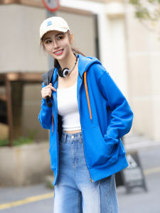 Liximao Original Large Cat Print Heavyweight Pure Cotton Fleece Zipper Hoodie Loose Fit Street Style Long Sleeve Sweatshirt