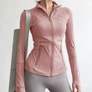 เสื้อแจ็คเก็ตโยคะลำลองแขนยาวสำหรับผู้หญิง ทรงสลิมฟิต แห้งเร็ว ทรงพอดีตัว เสื้อออกกำลังกาย Pilates Yoga สำหรับผู้หญิง
