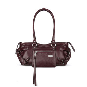 JANDRESS | Vintage Rivets Red Biker Chic Shoulder Bag