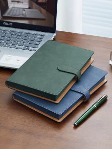 Thickened Soft Leather A5 Notebook Journal for Business Meetings Office Records College Students Adults Retro Artistic LOGO Printing