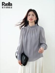 puella | Áo Blouse Dài Tay Phong Cách Pháp Có Cổ Voan Đa Năng Mùa Xuân