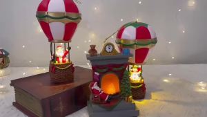 Christmas Glowing Ornaments Santa Claus Snowman Fireplace Resin LED Night Light Christmas Decoration Holiday Kids Toys Gift