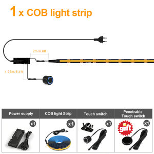 Penetrable Panel Sensor COB LED Light Set 1-10PCS Black Board Central Control Dimmable Touch Switch for Wardrobe Closet Lighting