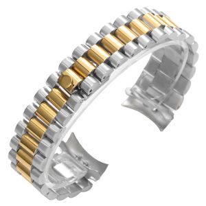 Silver Curved End Stainless Steel Watch Strap 20mm for Rolex for Oyster Watchband Folding Buckle Bracelet Mens Metal Wristband
