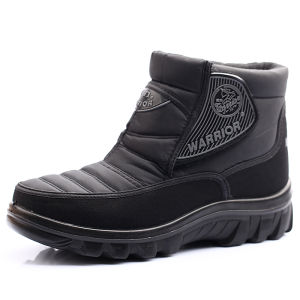 Mens Winter Cotton Boots Warm Fleece Lined Snow Shoes High Top Short Boots Casual round Toe Thick Bottom PU Outsole