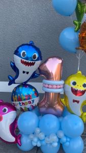 Balon Foil Hiu / Balon Foil Baby Shark Large Warna Warni